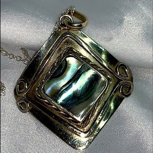 Lozenge German Silver with Abalone necklace.